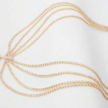 1 pieza Banda de cabello con cristales estilo europeo y americano, accesorio de cabeza nupcial, diadema con cadena de frente, joyería para el cabello estilo bohemio