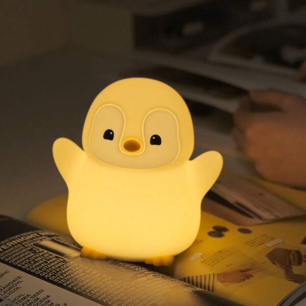 1 pieza Luz nocturna recargable moderna de silicona, 1 lámpara LED, regulable, luz de dormir con tema animal para dormitorio, decoración de mesa, con batería de litio, control de interruptor, USB