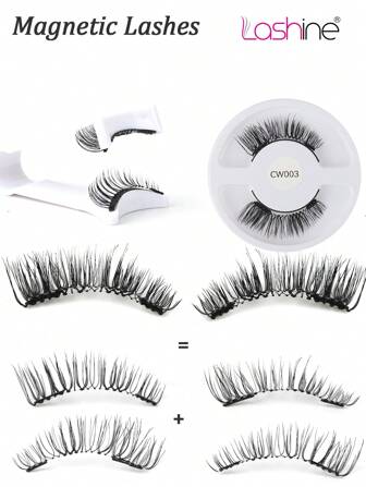  Lashine 1 Pair Magnetic Eyelashes Natural Look Magnetic Lashes Kit With Magnetic Lash Applicator Wispy Cat Eye Lashes Reusable Magnetic Eyelashes Kit No Glue Or Eyeliner