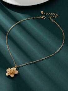 1 pieza Collar de metal con volantes y flores, collar elegante vintage con flores, joyería de moda de declaración