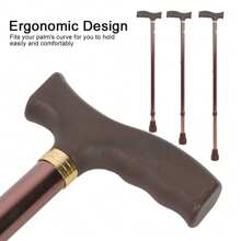 Anti Slip Alloy Cane Elder Disability Safety Walking Stick 10 Level Height Adjustable Copper - Multicolor - View 5