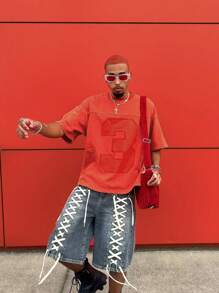 2025 Print Patchwork Casual Men Short Sleeve T-Shirt, Fashionable Versatile Daily Wear, Spring/Summer