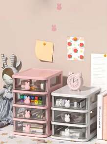 1 Piece Multifunctional Desktop Cosmetic Storage Box With Drawer, Large Capacity Waterproof And Dustproof Plastic Storage Box For Dressing Table, Manicure Tools, Nail Polish And Glue Storage - Multicolor - View 2