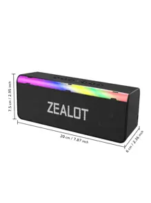 ZEALOT S72 20W 无线音箱，户外便携式双低音炮，立体声配对，支持 SD/USB/AUX/蓝牙，高品质大容量家用便携式音箱 - 黑色 - 查看 4