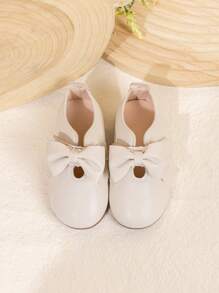 Kids Bowknot PU Anti-Slip Fashionable Cute Princess Shoes - Beige - View 3
