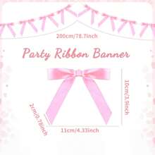 2pcs Bowknot Pendant Decors, Pink & Black Bowknot Backdrop Banners For Birthday Party, Wedding, Bachelorette Party Decorations