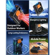 1pc 3-In-1 Portable Rechargeable Bladeless Fan, USB Rechargeable Power Bank And Flashlight Combination, Wearable Personal Clip Fan, Adjustable 3 Speeds, With Lanyard And Type-C Charging Cable, LED Emergency Light, Wearable Neck And Waistband Design, Abs Material, Summer Essentials, Neck Hanging Fan, Waistband Fan, Suitable For Outdoor Camping Hiking Night Fishing Home Office Construction Site Farm Fan