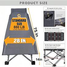 ABORON Oversized XXL Folding Camping Cot W/Mat For Adults, 78" L X 32" W X 18" H, Heavy Duty Outdoor Bed With Carry Bag,1200 D Layer Oxford Travel Camp Cots - 條紋灰色 - 查看 2