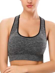 3 Pcs Sports Bra Support Yoga Gym Activewear Bra With Pocket - Multicolor - View 3