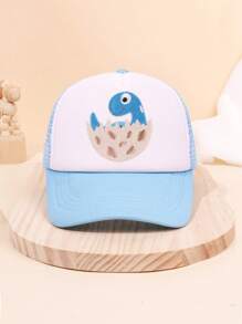 1st Cartoon Dinosaur Applicatie Baseball Cap voor Kinderen, Leuke Zonbescherming Vrachtwagenchauffeurshoed, Geschikt Voor Lente/Zomeruitje, Cadeau Voor Kinderdag