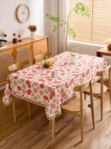 1pc Linen Texture Digital Fruit Print Tablecloth, Versatile For All Seasons - Colorful Fruits - View 5