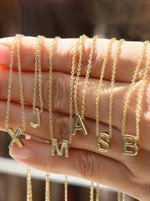 1 件 925 银项链 26 个首字母 A-Z 项链 镀 14K 项链 适合闺蜜 女士 女孩 情人节礼物 - 款式1 - 查看 1