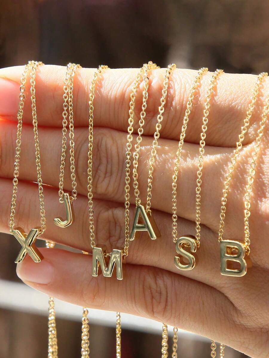 1 件 925 银项链 26 个首字母 A-Z 项链 镀 14K 项链 适合闺蜜 女士 女孩 情人节礼物 - 款式1 - 查看 1