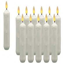 1-12pcs Flickering Flameless Candles, Flameless Taper Candles Battery Powered, Fake Candles, Led Candles Battery Powered, Flameless Candles Flickering, Led Candles Flickering, Electric Candles For Home, Wedding Decor, Christmas Decorations, Halloween Decorations, Party Decorations