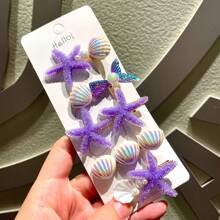 5pcs/Set Cute Pastel Starfish Hair Clips Set, Shell Mermaid Side Bangs Hairpins, High-End Feeling Hair Clips, Adorable Sweet Ocean Theme Girl Hair Accessories