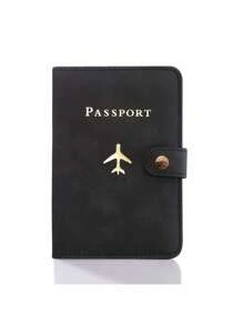 Multi-Card PU Passport Holder - Snap Closure, Faux Leather Lining, Airplane Pattern Passport Case, Minimalist Travel Accessory - Convenient Document Storage And Travel Items, Holiday Supplies Travel Stuff Travel Organiser Travel Items Travel Wallet Passport Holder Passport Wallet Beach Vacation Bag Summer Christmas Vacation