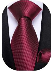 Marsala Semi Slim Tie For Men For Various Occasions - Marsala Slim Checked Tie - View 1