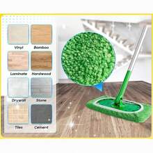 干湿地板拖把头替换垫，家用清洁超细纤维加厚拖把布 - 綠色 - 查看 5