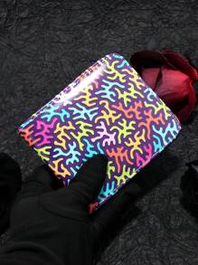 1 stuk nieuwe mode korte portemonnee kleurrijke creatieve elementen compacte portemonnee kaarthouder unisex casual puzzelblok tweevoudige portemonnee portemonnee portemonnee portemonnee mini portemonnee kleine portemonnee