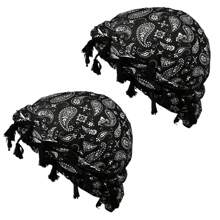 2 Stücke Retro Paisley Muster Quaste Haarband Strickmütze, verdrehte Turban Piratenhut, Haarschwanz Kappe