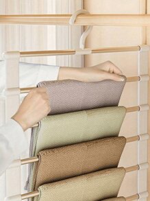 Tendedero portátil de almacenamiento, perchero multiusos de pantalones tipo escalera, percha plegable de acero inoxidable para pantalones con ganchos que no dejan marcas, estante de almacenamiento de pantalones multicapa sin dolor (autoensamblaje requerido, fácil instalación y funcionamiento), adecuado para pantalones, zapatos, vaqueros, botas, faldas