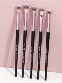 MAANGE Set de 5 piezas de brochas de maquillaje profesionales para ojos, incluye: brocha para sombras, brocha para cejas, brocha mixta, brocha delineadora y brochas suaves y portátiles, un regalo ideal para mujeres y niñas