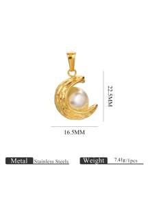 1PC Stainless Steel Fashion Casting Can Rotate Faux Pearl Pendant Gold Plated DIY Necklace Pendant Accessories Fashion Accessories