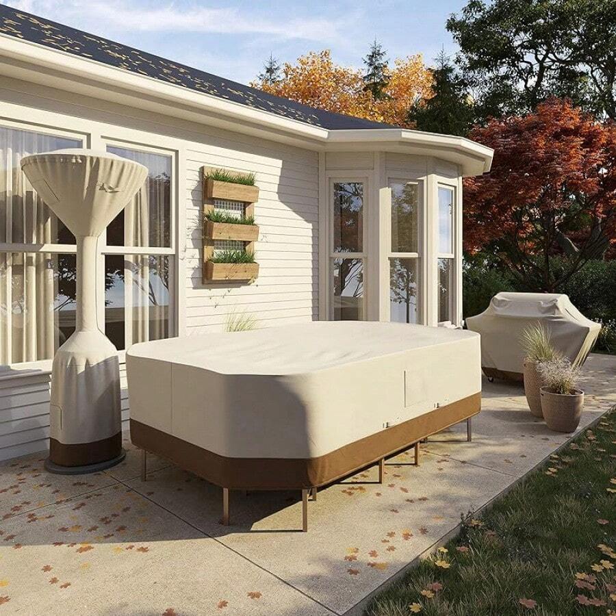 Funda para Calefactor de Terraza Exterior de Pie Redondo, Beige Bronceado, 91,4 x 46,9 x 241,3 cm - Beige Bronceado - Ver 1