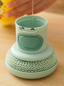 2件装新款锅刷厨房卡通按压式刷子自动加液锅具可爱清洁刷锅具清洁刷