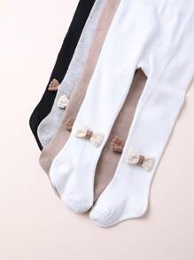 4 件装女童紧身裤连裤袜，适合日常穿着，适合所有季节的常规款式 - 彩色 - 查看 3