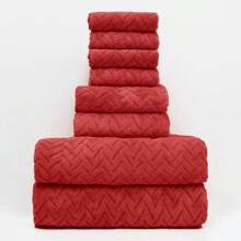 8pcs Wheat Coral Fleece Towel Set, Includes 2 Bath Towels, 2 Face Towels And 4 Hand Towels, Soft Skin-Friendly Quick Dry Absorbent Bathroom & Kitchen Towel Set Back To SchoolFor Beauty Salon Home Bathroom