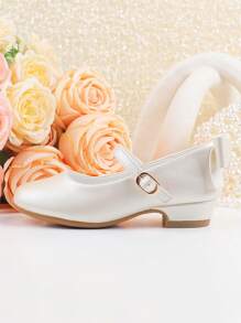 Elegant And Noble Champagne-Color Bowknot Children High Heel Shoes, Suitable For Pairing With White Dresses In Spring/Summer Wedding And Party - Champagne - View 4