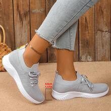 أحذية رياضية نسائية قابلة للانزلاق بشكل سلس ذات قاع مريح وغير قابل للانزلاق، مصنوعة من شبكة تنفس، مناسبة للتشغيل والربيع والصيف - رمادي - مشاهدة 3