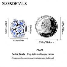 1pc 925 Silver Plated Romantic Garden Collection Blue Flowers Purple Butterfly Charm Blue Flowers Butterfly Gradient Color Beads For Women Bracelet Keychain Necklace Beads Suitable For DIY Jewelry Making Women Jewelry Daily Wear Gift For Girlfriend - heartPAC589 - View 6