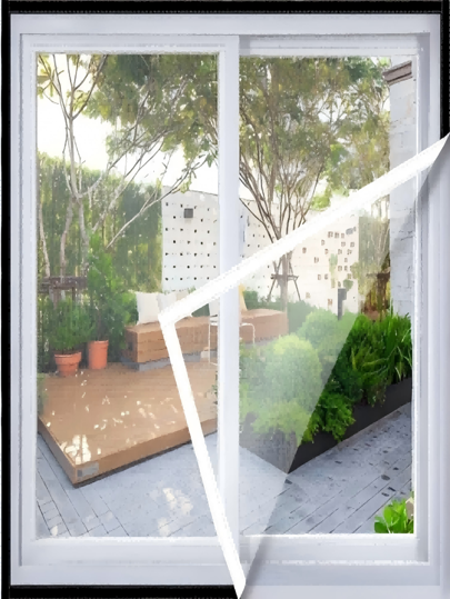 1 Piece Black Lace Window Curtain, White Edge, Four Seasons Mosquito Repellent, Living Room And Bedroom Mosquito Repellent Window Curtain, Self-Adhesive Reusable Mosquito Net, Elegant And Simple Design, Tightly Woven, Light And Breathable Window Curtain, Ventilation, Washable, Handmade Home Decoration