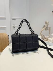 A Mini Fashionable And Simple Plaid-Embossed Acrylic Square Bag, A Coin Bag That Can Be Worn On One Shoulder. Suitable For Daily Use, Going Out, Traveling, Shopping, Gatherings, Parties. Give It As Birthday Gift To Friends.