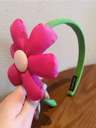 1 Stück Oversized rosa Blumen Haarreif, Kontrast-Farbiges Mädchen Haarband, lässig, süß, elegant aus Polyester, geeignet für alle Jahreszeiten, Haarband, Haarreifen, Haraccessoires