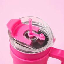 Miniso Serie Barbie Vaso grande de acero inoxidable con capacidad, taza de viaje aislada, taza con pajita portátil, botella de agua deportiva, taza de café al vacío, regalo de cumpleaños 54oz/1600ml - Rosa Roja - Ver 11