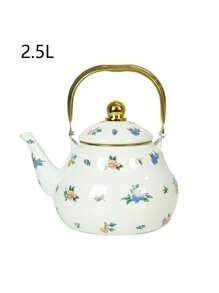 1 件 Ditsy 花卉图案白色陶瓷茶壶，家用水壶，奶茶壶，茶壶，炉灶搪瓷水壶，送给亲戚朋友的礼物，适合户外、露营