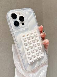 2 Stück transparente innere wellenförmige Anti-Drop Materialien + rechteckiger Gelb-Saugnapf Ständer kompatibel mit iPhone 16 Pro Max/16 Pro/16/15 Pro/15/14 Pro Max/14 Pro/14/13 Pro Max/13 Pro/13/12/11 Handyhülle XR Wasserdicht Stoßfest Kratzfest - Weiss - Übersicht 2