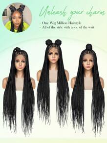 All Lace Versatile Black Box Braided Lace Front Wig For Women , High-Density Synthetic Hair, Perfect For Casual Attire