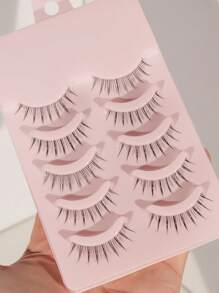 5 Pairs Full Strip Style False Eyelashes - Natural Curl, Thick, Long, Soft, Crossed, Winged, Black Band But Not Scratchy, Charming Cartoonish Looking, Reusable, Suitable For Daily Life, European And American Style, Portable, Easy To Apply