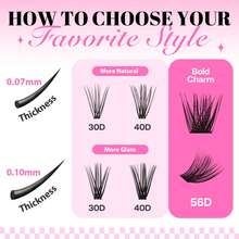 CALAILIS DIY Lash Extension Kit, Eyelash Extension Kit 280Pcs D Curl Individual Lashes With Lash Bond And Seal Lash Remover And Lash Applicator Lash Clusters Kit For Beginner (0.10-30D+40D-KIT)