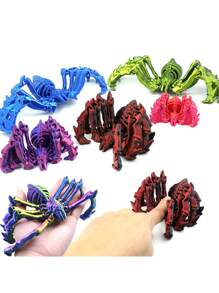 3D Printed Elastic Spider Animal Model With Moveable Limbs, Multi-Color, Desk Decor Toy