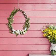 1 Peça Coroa de Páscoa, Coroa de Ovo de Vime Artificial, Decoração de Porta de Primavera para Casa