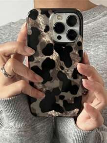 Luxury Retro Cow Pattern Gradient Glitter Tinfoil Pattern Phone Case Compatible With IPhone 16 15 13 Pro Max 12 14 Pro Soft Back Cover