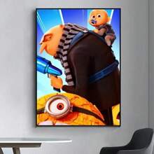 1pc Wall Arts Posters Anime Vintage D - Despicable Daddy 4 Posters Fancy Living Room Bar Wall Painting Retro Decorative Painting In The Middle, Suitable For Living Room, Dining Room Or Bathroom, Room Decoration, High Quality Without Frame, Indoor/Outdoor Canvas Art, Frameless