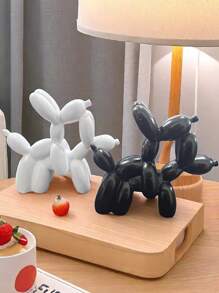1pc Handmade Resin Balloon Dog Statue Ornament - Cute White Animal Sculptures For Home Decoration And Valentine's Day Gifts, Birthday Gifts Graduation