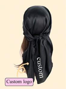 1pc Custom Printed Letter & Number Decor Solid Color Bandana, Elegant Multifunctional Scarf/Headband/Neck Warmer For Women, Ideal For Cosplay, Christmas, Halloween, Autumn - Multicolor - View 1