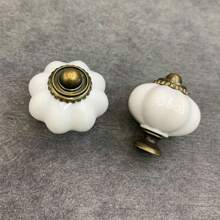 4 piezas Tiradores de gabinete con forma de calabaza blanca, de aleación de zinc para cajones, armarios y puertas, para muebles de estilo americano, cómoda, armario